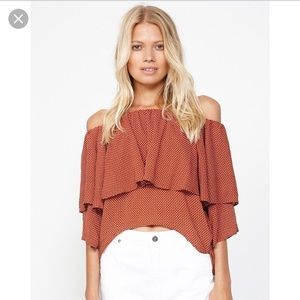 NWT mikpink off the shoulder burnt orange top